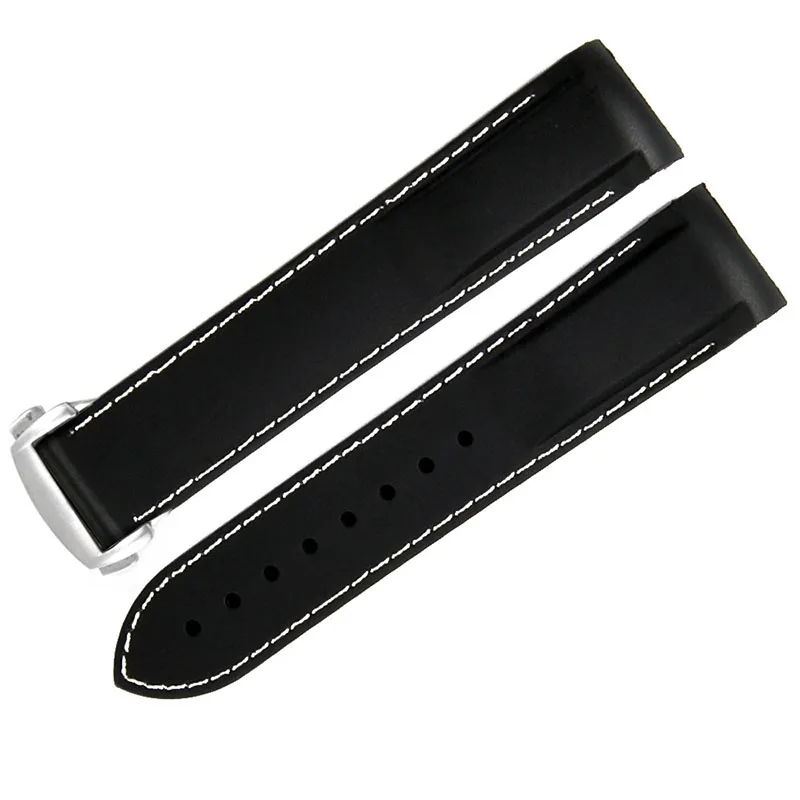black white polish Водонепроницаемый резиновый силиконовый ремешок для часов Omega AT150 20 мм 22 мм Sea Master 300 черный синий океан спортивный человек 8900+ Инструменты - Цвет ремешка: black white polish