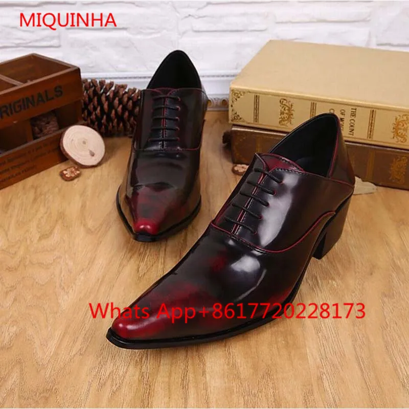 Мужские модельные туфли винно Красного цвета кожаные Sapato Masculino мужская деловая