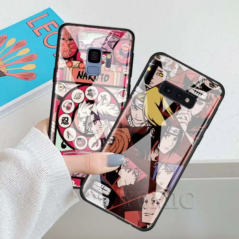 Чехол из закаленного стекла для samsung Galaxy S10e S10 S8 S9 Plus Note 9 10 A50 A70, чехол для телефона с аниме Наруто, Утиха Итачи, роскошное стекло