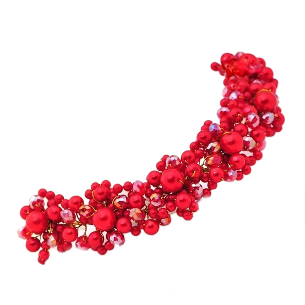 Белый жемчуг кристалл невесты головной убор вручную Свадебные повязки платье