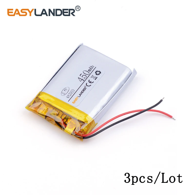 3 шт./лот 7 v 482933 450mAh литий ионная полимерная аккумуляторная батарея для MP3 MP4 GPS PSP