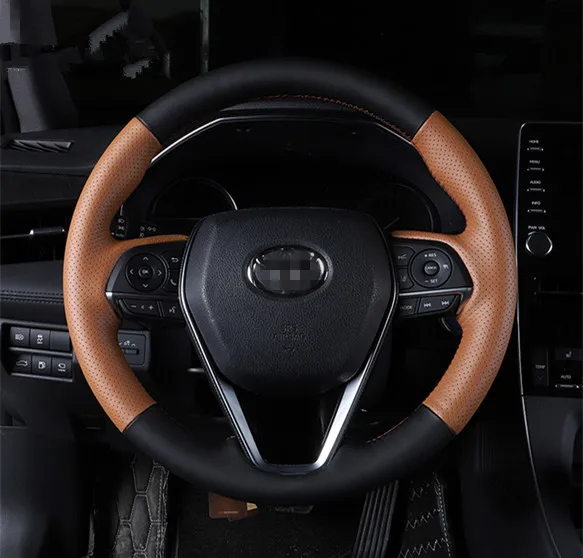 Для TOYOTA AVALON кожаный сшитый вручную чехол рулевого колеса автомобиля ручной пошив кобура на руль авто поставки