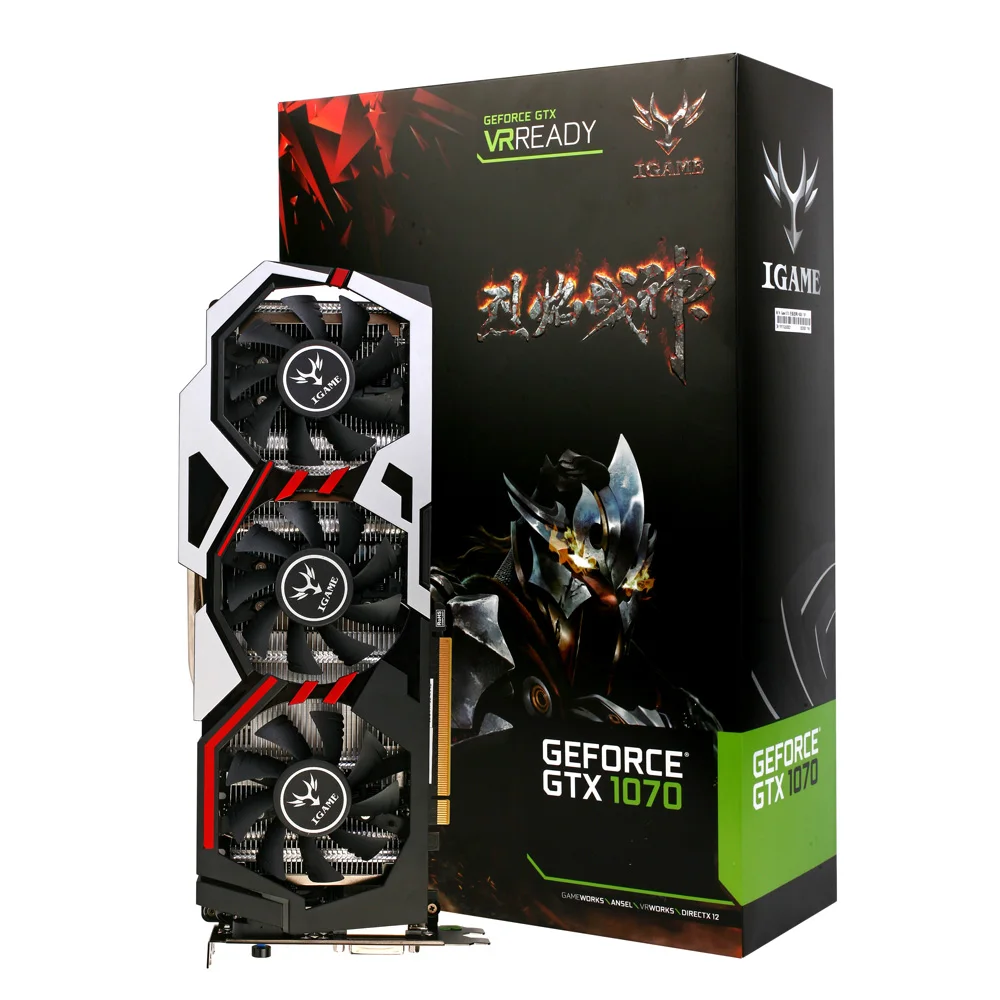 Красочная видеокарта NVIDIA GeForce GTX iGame 1070 GPU 8GB 256bit Gaming GDDR5 PCI-E X16 3,0 VR Ready с 3 вентилятором охлаждения