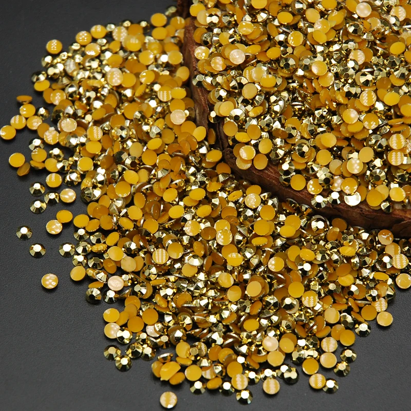 

2mm 2000pcs Gold Hematite/Aurum Color Resin Flat Back Rhinestone For Nail Art Rhinestones DIY Decoration Stones Tips Manicures