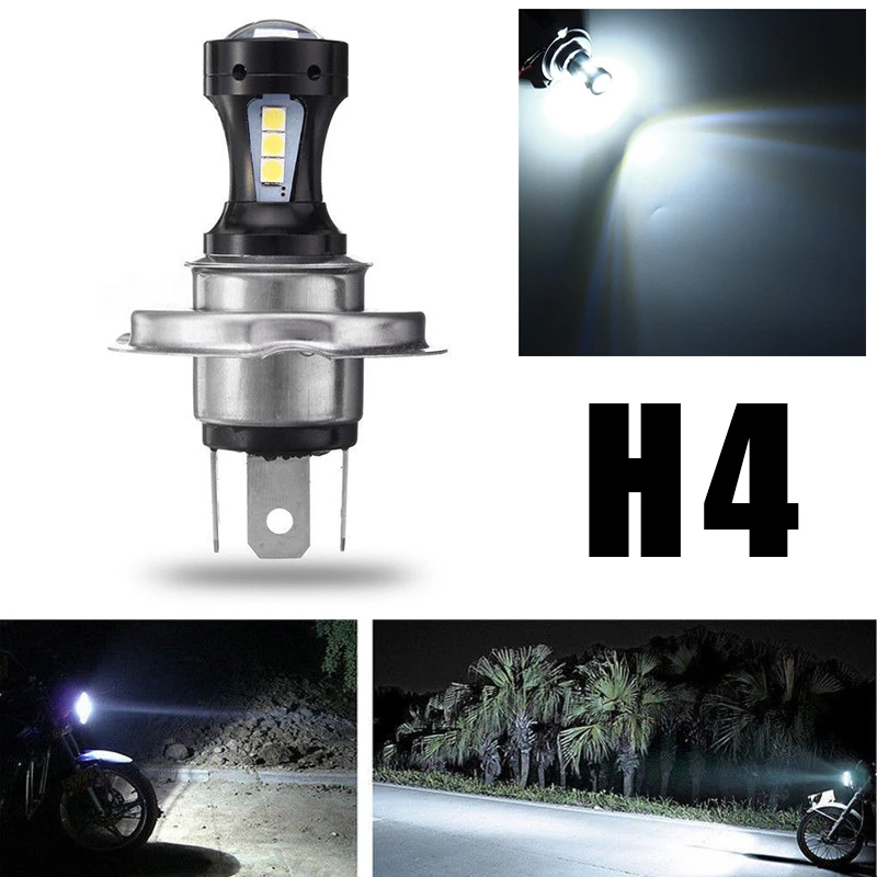 12V для ближнего света, H4 мотоцикл 18SMD 3030 светодиодный Лампа накаливания с лучом 6500K прочный универсальный высокое качество
