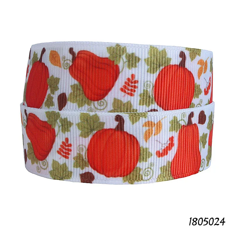 

FLRA Ribbon (50 yards/lot) Flora Ribbons pumpkin printed grosgrain ribbon for autumn harvest celebrating