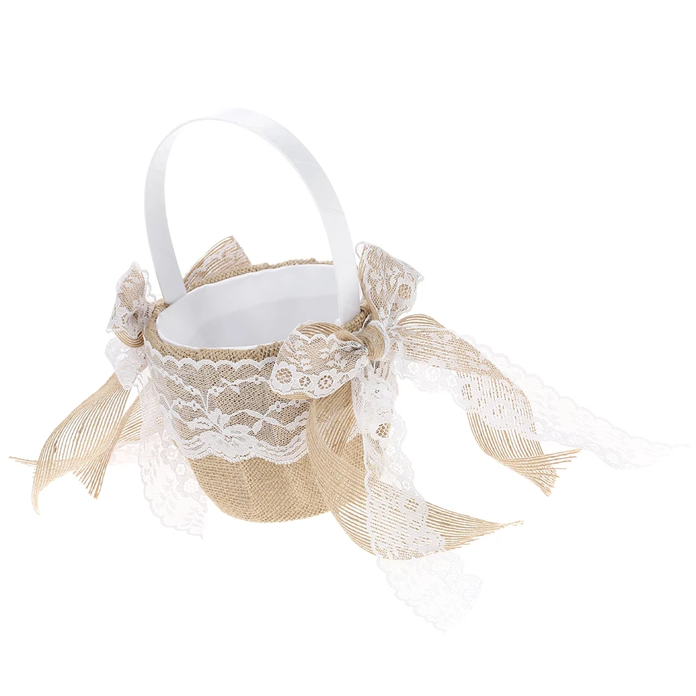 Детская подушка-кольцо с бантом и деревенская Свадебная корзина для девочек
