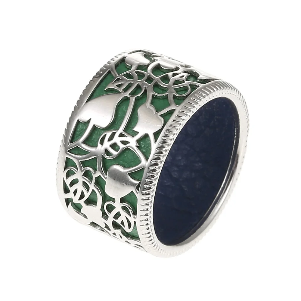 Green Cremo Eternal кольца с цветами Argent кожаные запонки кольца Les минималистичные Сменные элегантные Femme Bagues Art Nouveau Bijou кольцо - Цвет основного камня: Green