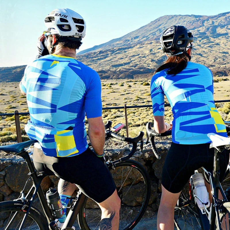 2018 Летняя женская синяя веломайка 9d гелевая подкладка с коротким рукавом