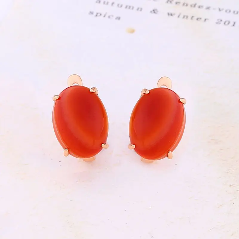 Женские серьги с фиолетовым опалом винтажные гвоздики из розового золота 585