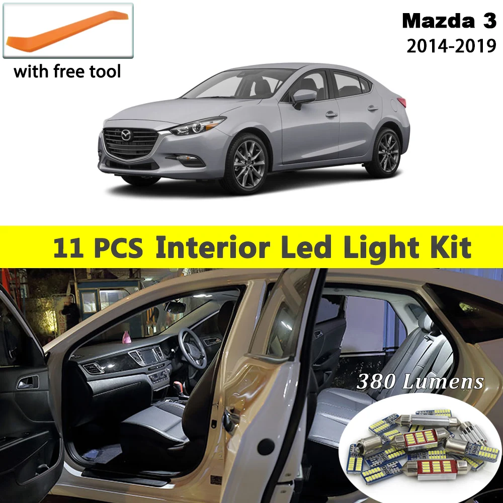 12 шт. белые светодиодные с CANBUS салона комплект ламп для Mazda 3 светодиодная гирлянда для внутреннего купола подсветка багажника