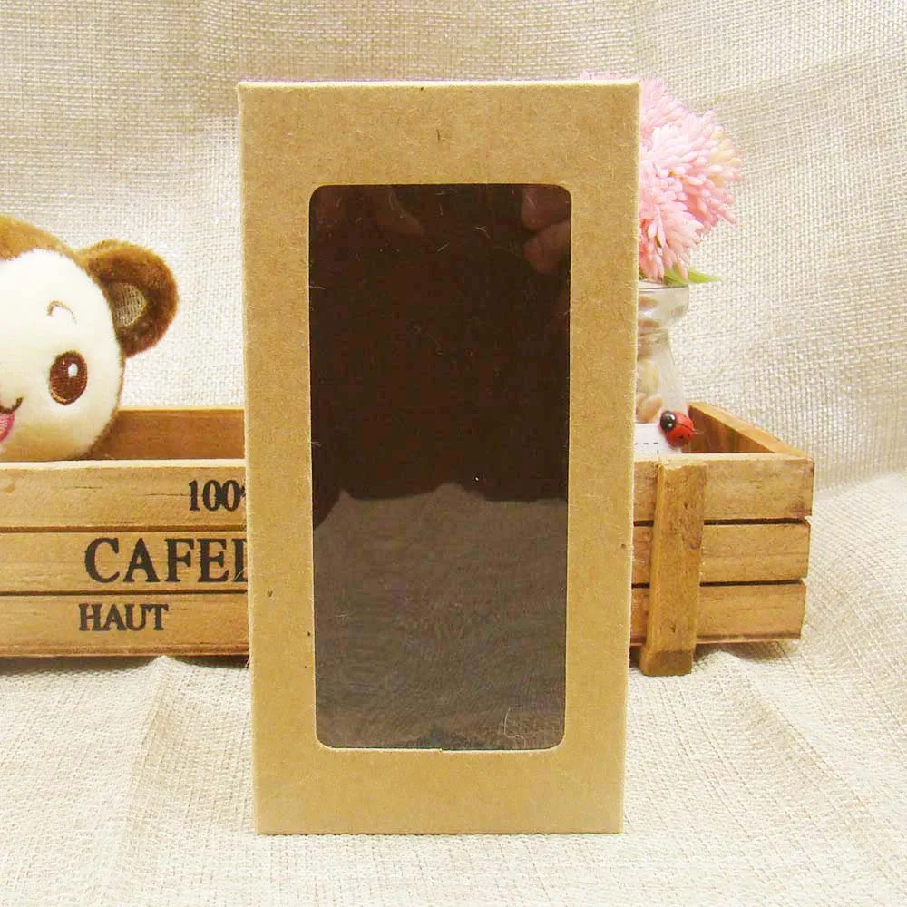 Популярные оконные коробки из крафт бумаги 7*7*14 см упаковка розничная Подарочная