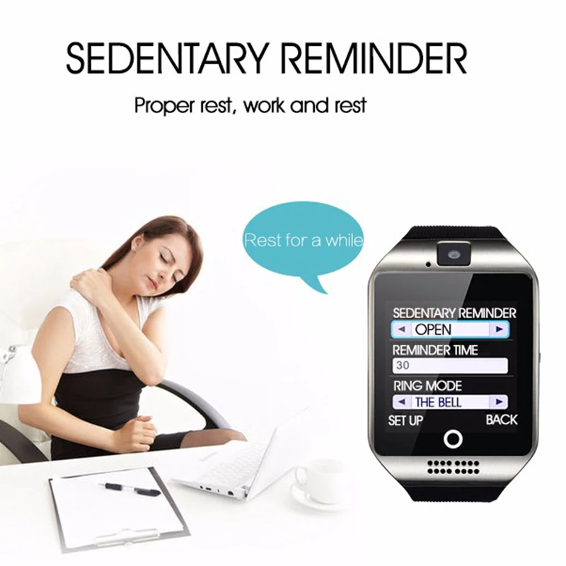 Смарт часы Q18 Bluetooth Smartwatch Facebook Whatsapp Twitter синхронизация поддержка sim карты фитнес