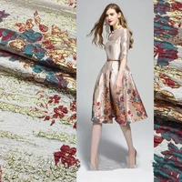 120cmlot position brocade jacquard fabrics yarn dye metallic flower fabric for dress clothing sewing red patchwork 55 w