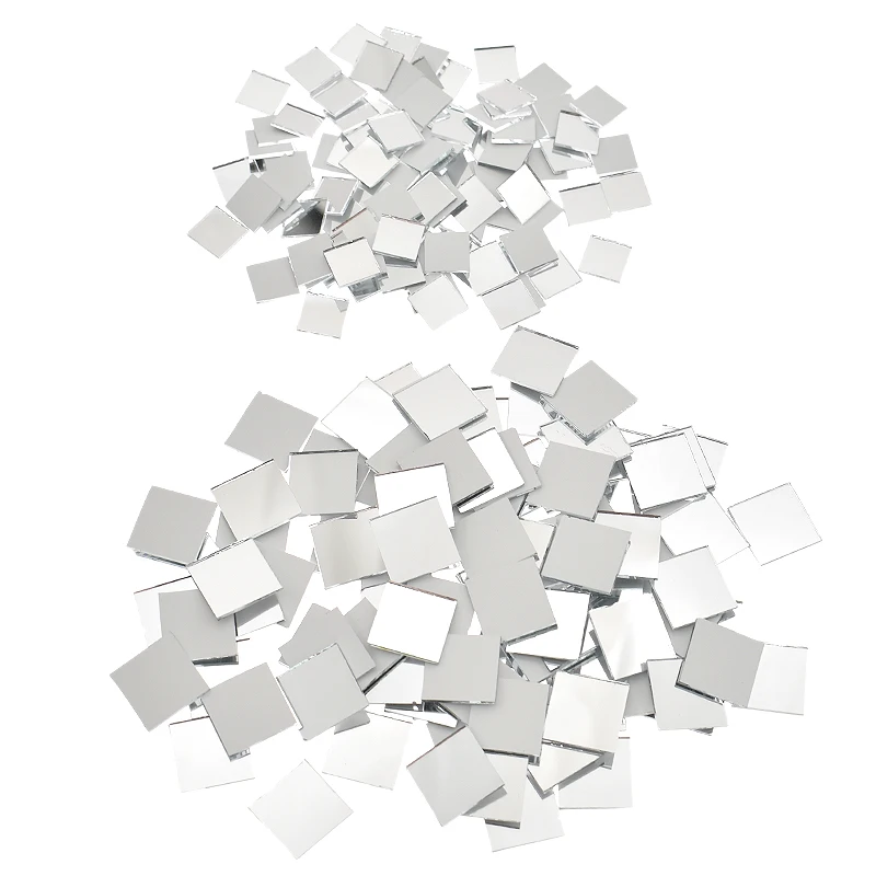 Lychee Life 100 Pieces Small Square Glass Mirror Mosaic Tiles Bulk For DIY Craft Supplies Home Decoration Materials