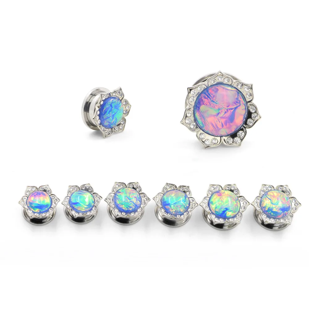2pair plugs stainless steel vintage flower double flare ear plug gauges tunnel body piercing jewelry in stock | Украшения и