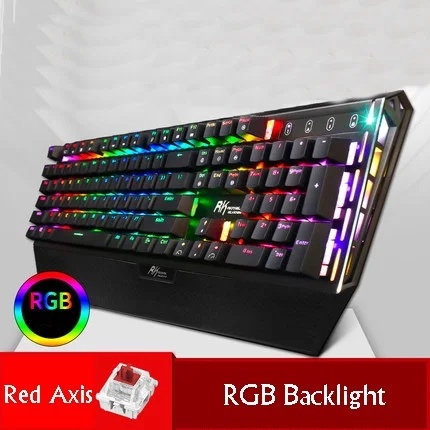 RGB Red Axis Royal Kludge RK Mirage USB Проводная эргономичная Механическая игровая клавиатура с подставкой для рук черная, синяя, красная, коричневая ось - Цвет: RGB Red Axis