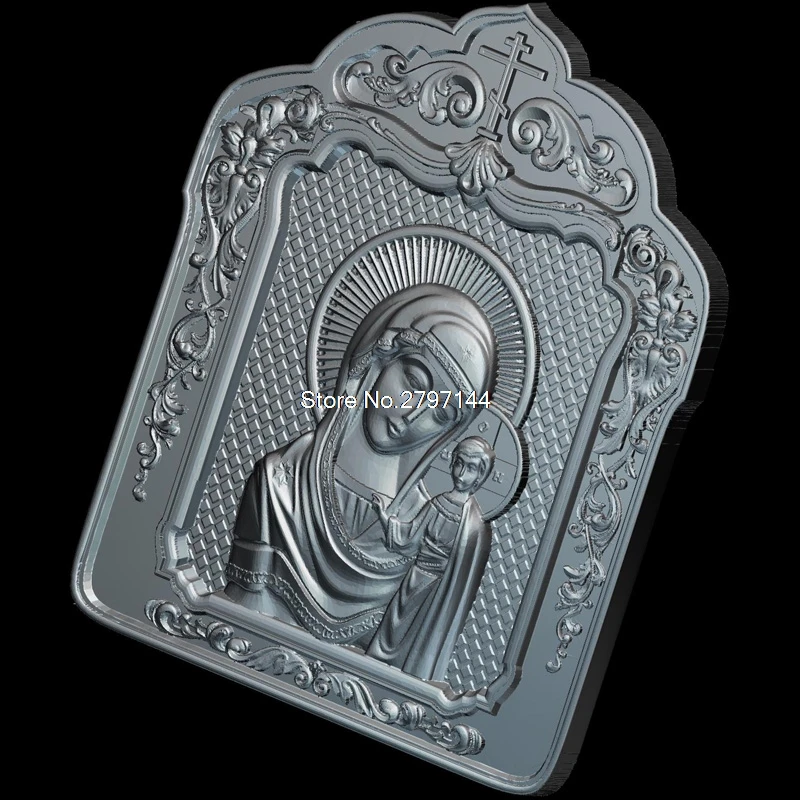 Madona_cu_Pruncul (cu_rama) 3D модель рельеф STL format Religion 3d cnc в формате STL|3d model relief|3d relief modelfor |