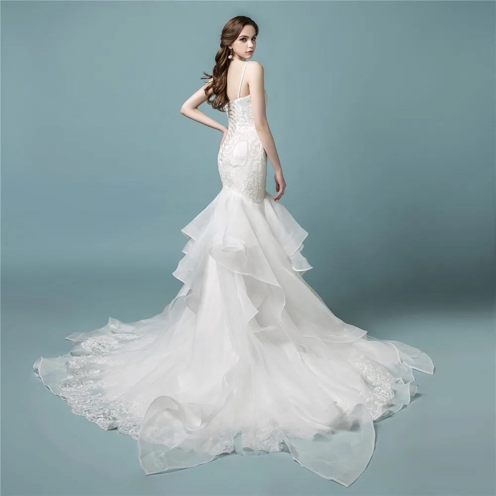 Vestidos De Noiva 2020 сексуальное платье невесты на подтяжках свадебное русалки длинное