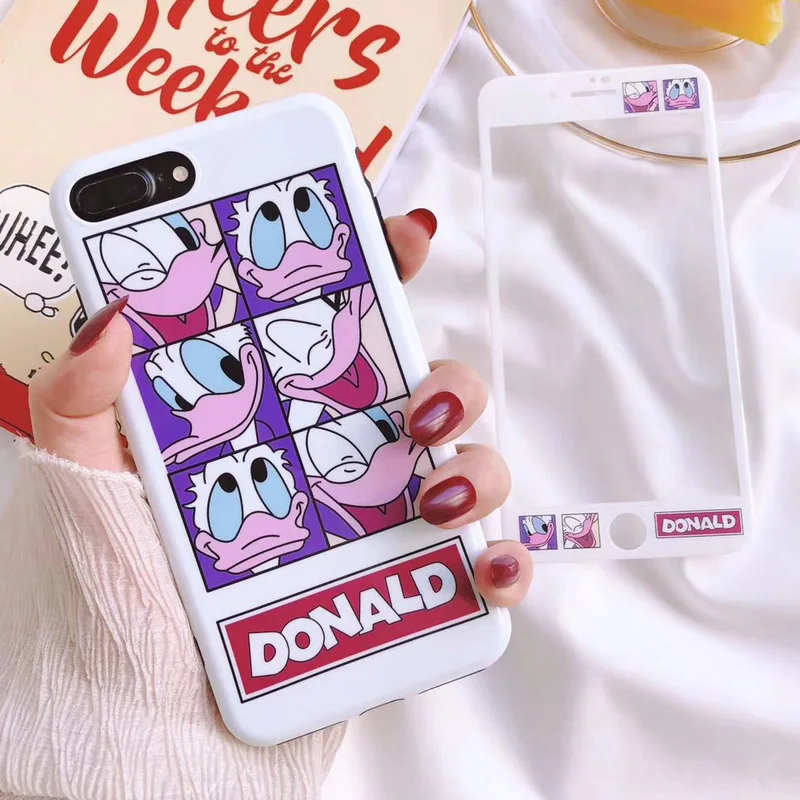 Мягкий чехол для iPhone X с милым Дональдом + пленка экрана из закаленного стекла и