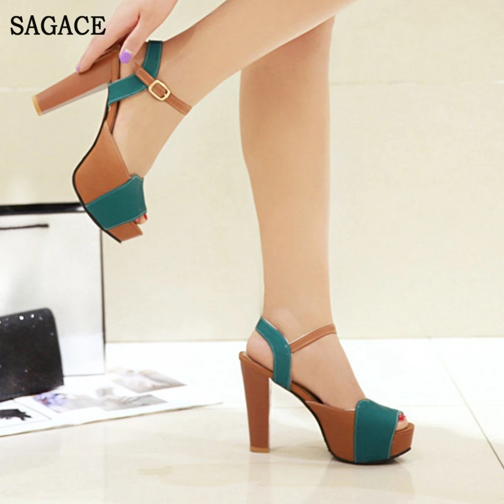 Сандалии SAGACE женские на высоком каблуке пикантные босоножки толстой подошве с