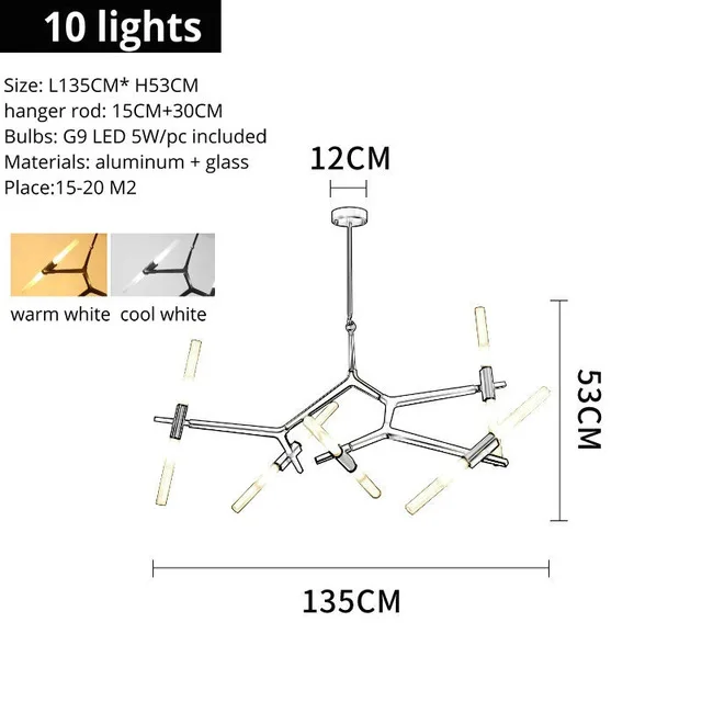 10 lights Роскошный светильник-люстра черного и золотого цвета, стеклянные бра для спальни, кухни, гостиной, бара, светильник для люстры, светодиодный светильник G9 - Цвет абажура: 10 lights