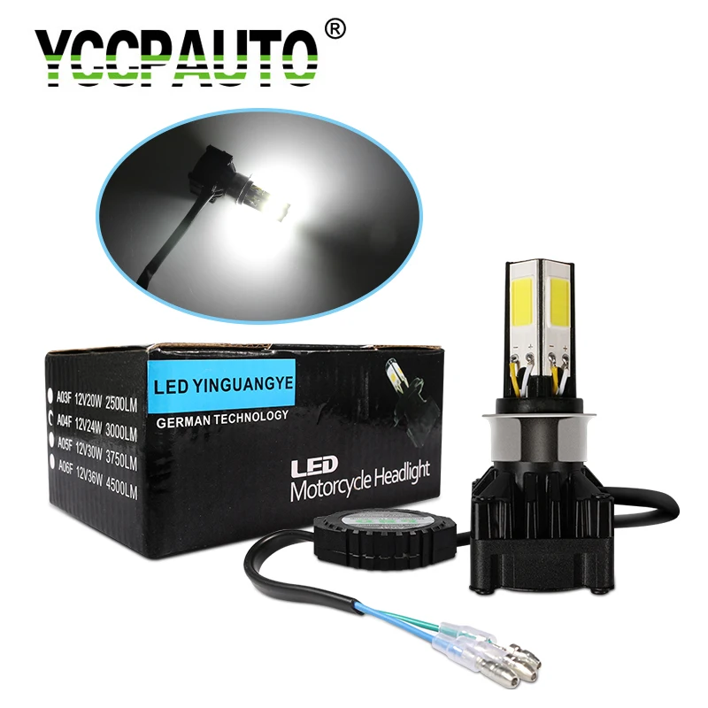 YCCPAUTO H4 HS1 светодиодный фары для мотоцикла H6 Ba20d PH7 PH8 светодиодный мото лампы для мотоцикла скутер голова/противотуманная фара 24 Вт 3000лм белый