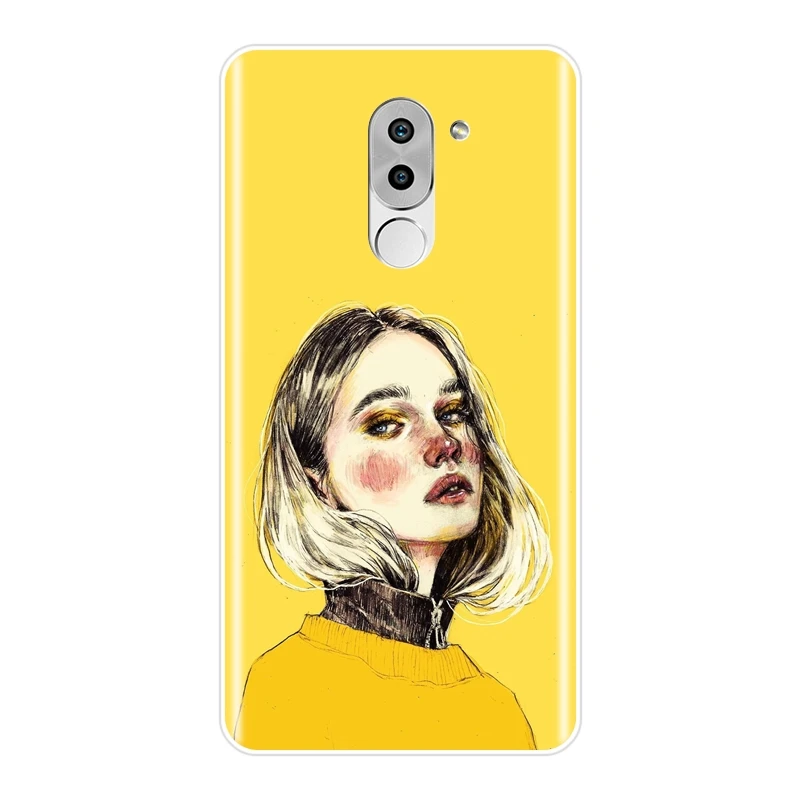 Мягкий силиконовый чехол для телефона Huawei Honor 6 5A 4X 5X 6X 6A арт девушка желтый цветок