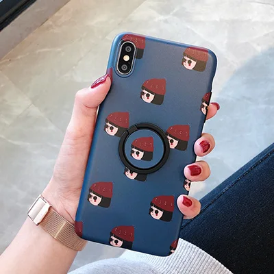 blue GlamPhone чехол милый Leon-Профессиональный Чехол для телефона кольцо мягкий TPU чехол для iPhone X 6 6S 7 8 plus для iPhone XR XS Max чехол - Цвет: blue
