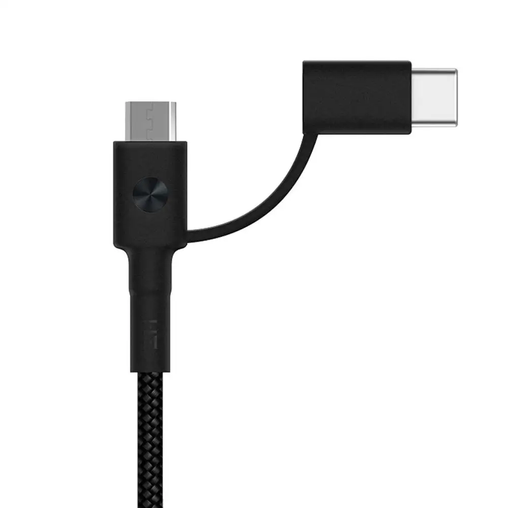 ZMI AL403 для type C-Micro USB кабель для передачи данных 2 в 1 Micro/type-C-USB-A кабель для зарядного устройства 1 м черный - Color: Black