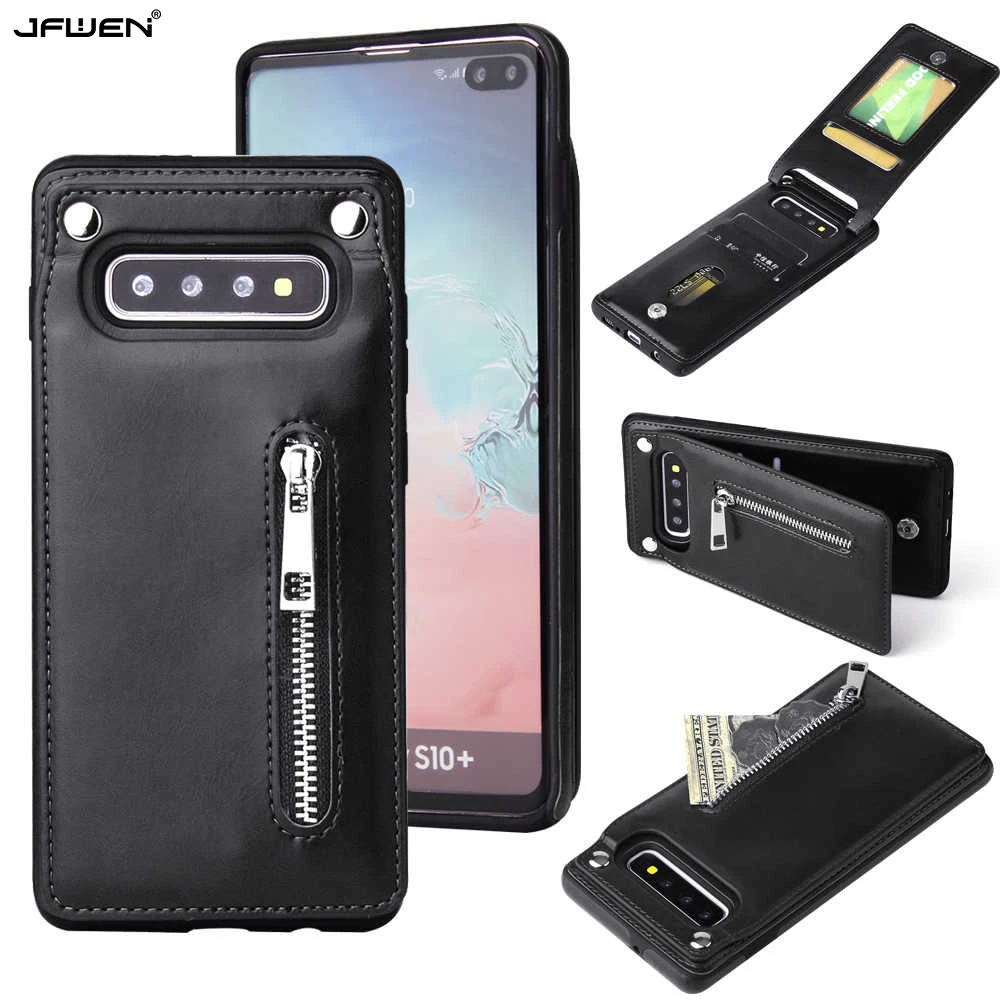 Вертикальный флип-чехол на молнии для samsung Galaxy S10, S9, S8 Plus, S10E, Note 9, 8, чехол, кожаный держатель для карт, Роскошный кошелек, сумка для телефона