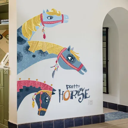 

Креативная красивая лошадь, украшение для дома, ПВХ Наклейка на стену, спальня, домашний декор, клейкий постер, Настенные обои