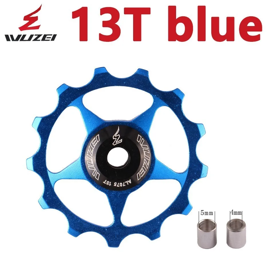 13T bearing blue 1 шт. горный велосипед задний переключатель направляющий натяжной шкив из алюминиевого сплава 13 т Натяжное колесо MTB/дорожный велосипед задний переключатель запчасти - Цвет: 13T bearing blue