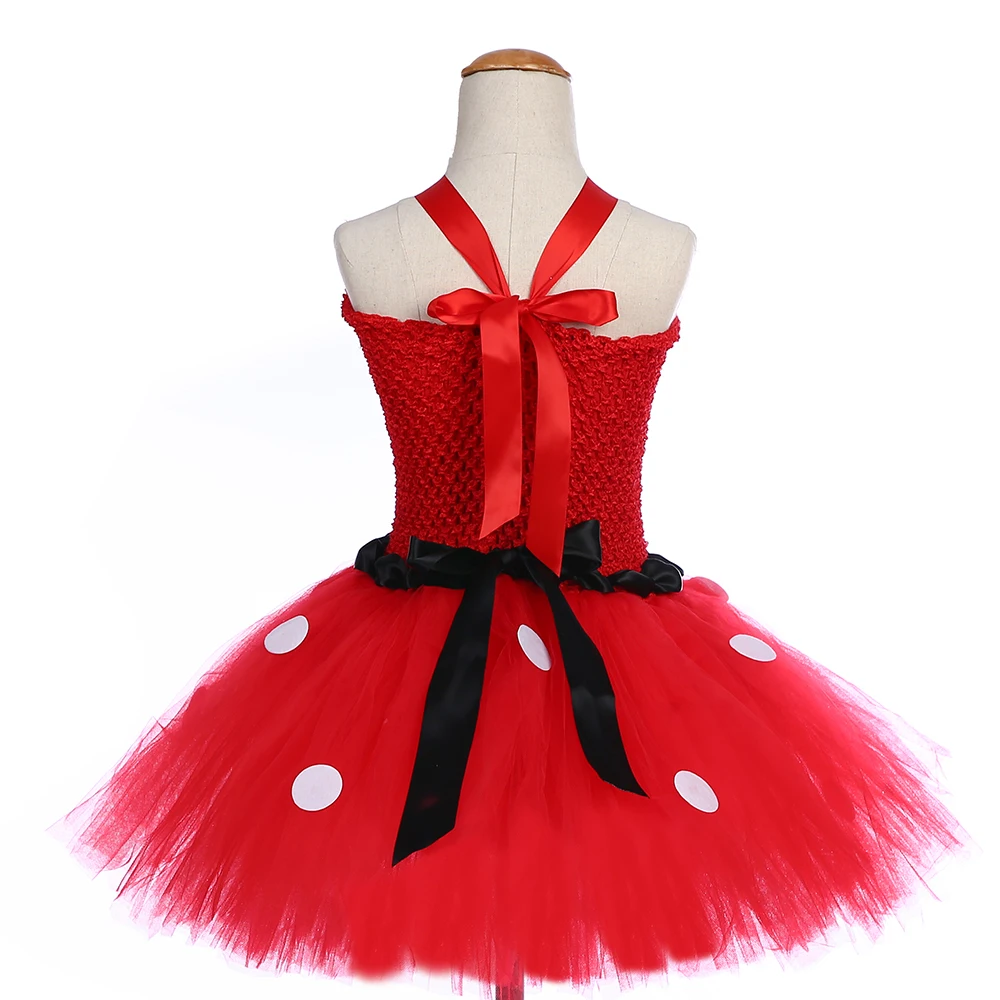 Fancy 1 Year Baby First Birthday Party Tutu Dress Red Black Kids Girls Halloween Minnie Up Costume Clothing with Headband | Детская