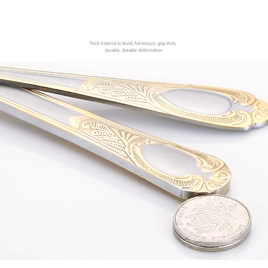 European Style High Grade Gold Flatware Stainless Steel Steak Knives Serving Spoon Kitchen Seti Home Dinner WZN037