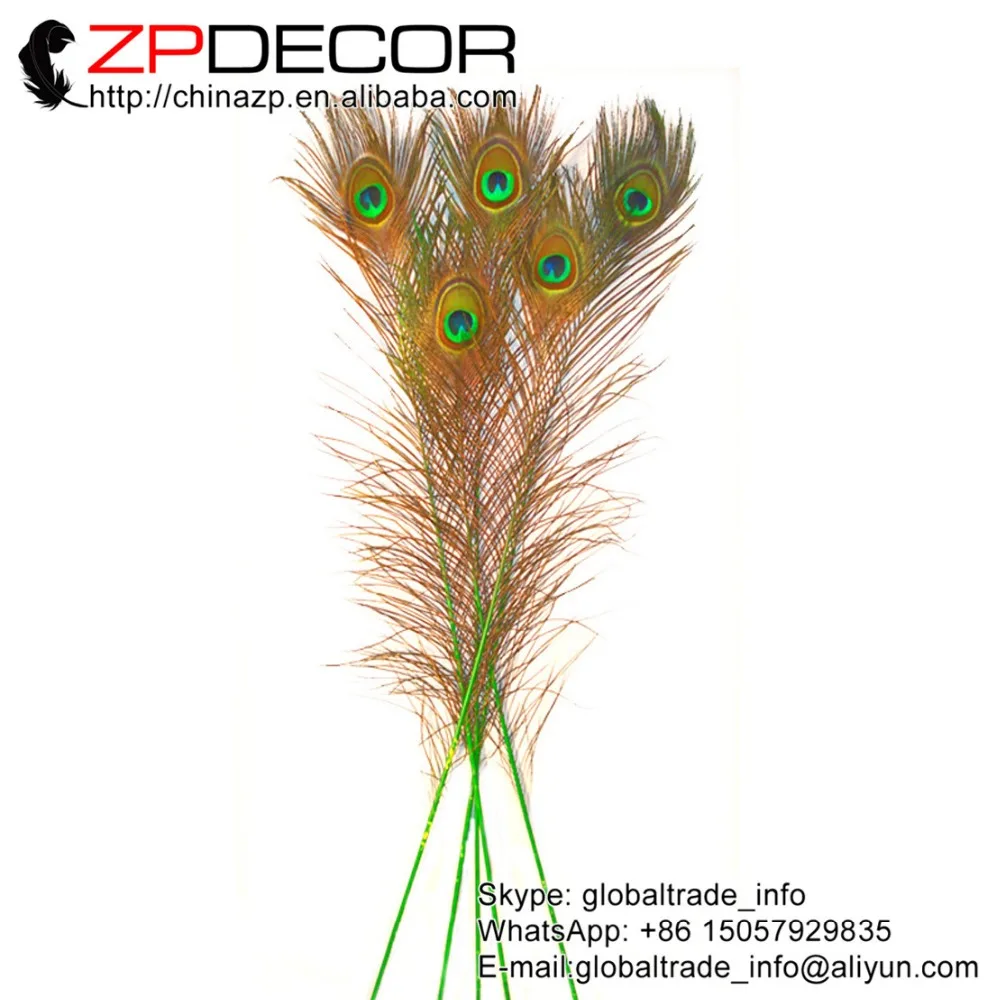 

ZPDECOR Feathers 200pcs/lot 90~100cm(36~40inch) Pretty Natural Green Peacock Feathers for DIY Craft Decoration