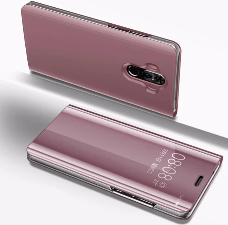 Rose Gold Умный зеркальный Чехол С Откидывающейся Крышкой для Samsung Galaxy S8 S9 плюс S7 край M10 M20 A5 A7 J3 J7 J5 J4 J6 J8 A6 A8 J2 Prime чехол - Цвет: Rose Gold