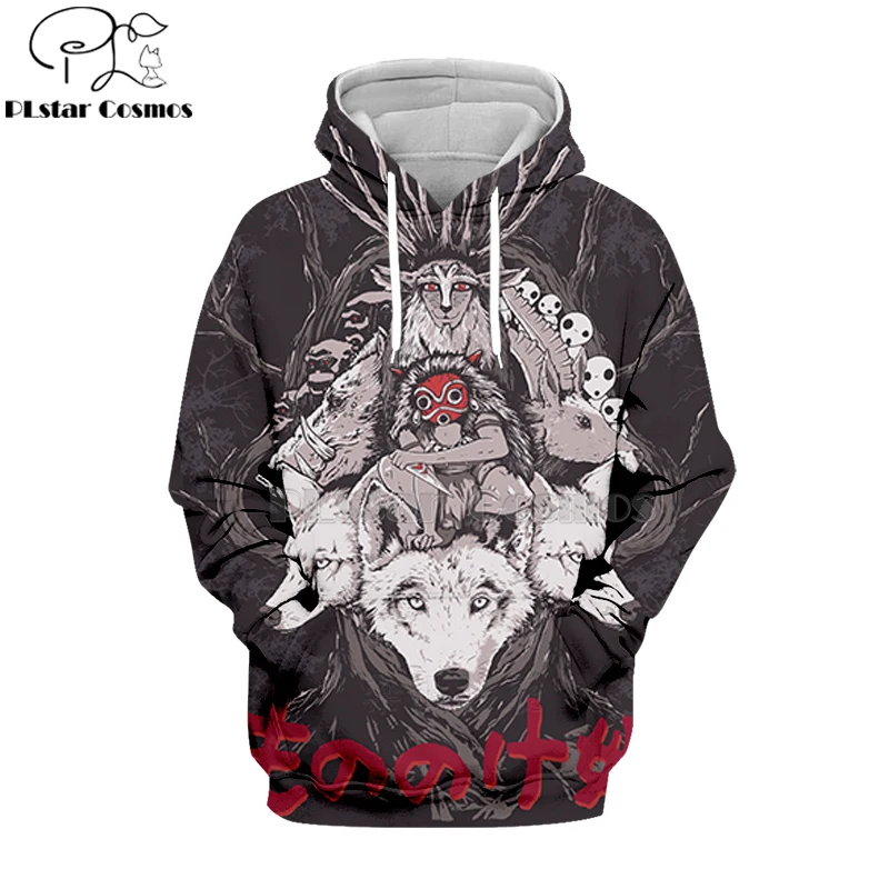 2019 Принцесса Мононоке 3d толстовки/свитшоты Wolfs кровь и Меч Японский Аниме Мода