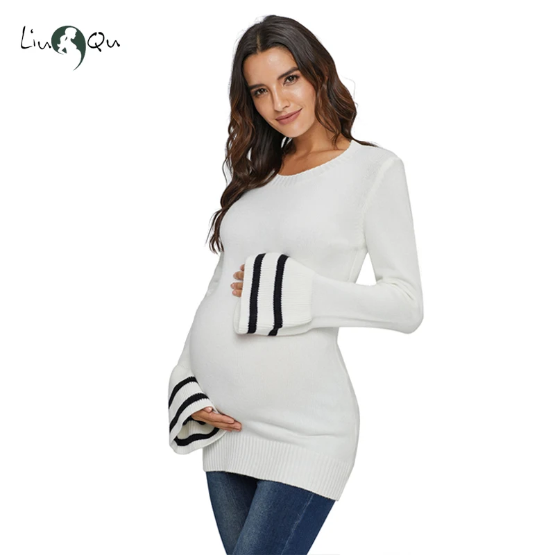 Зимняя одежда с расклешенными рукавами Свитера для беременных свитер