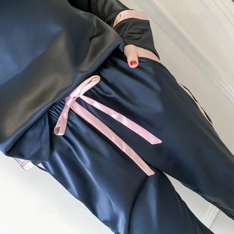 Шелковая пижама с длинными рукавами для девочек лето 2018 | Женская одежда