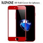 Для iPhone 6 6s 7 3D Мягкий край Полное покрытие красное глянцевое углеродное волокно Закаленное стекло Защитная пленка для экрана для iPhone 7 Plus