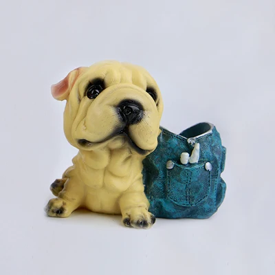 Kawaii Lovely Dog Resin Pen Holder Pencil Container Desk Articles Crafts Office School Stationery Supplies For Children Kids CC |