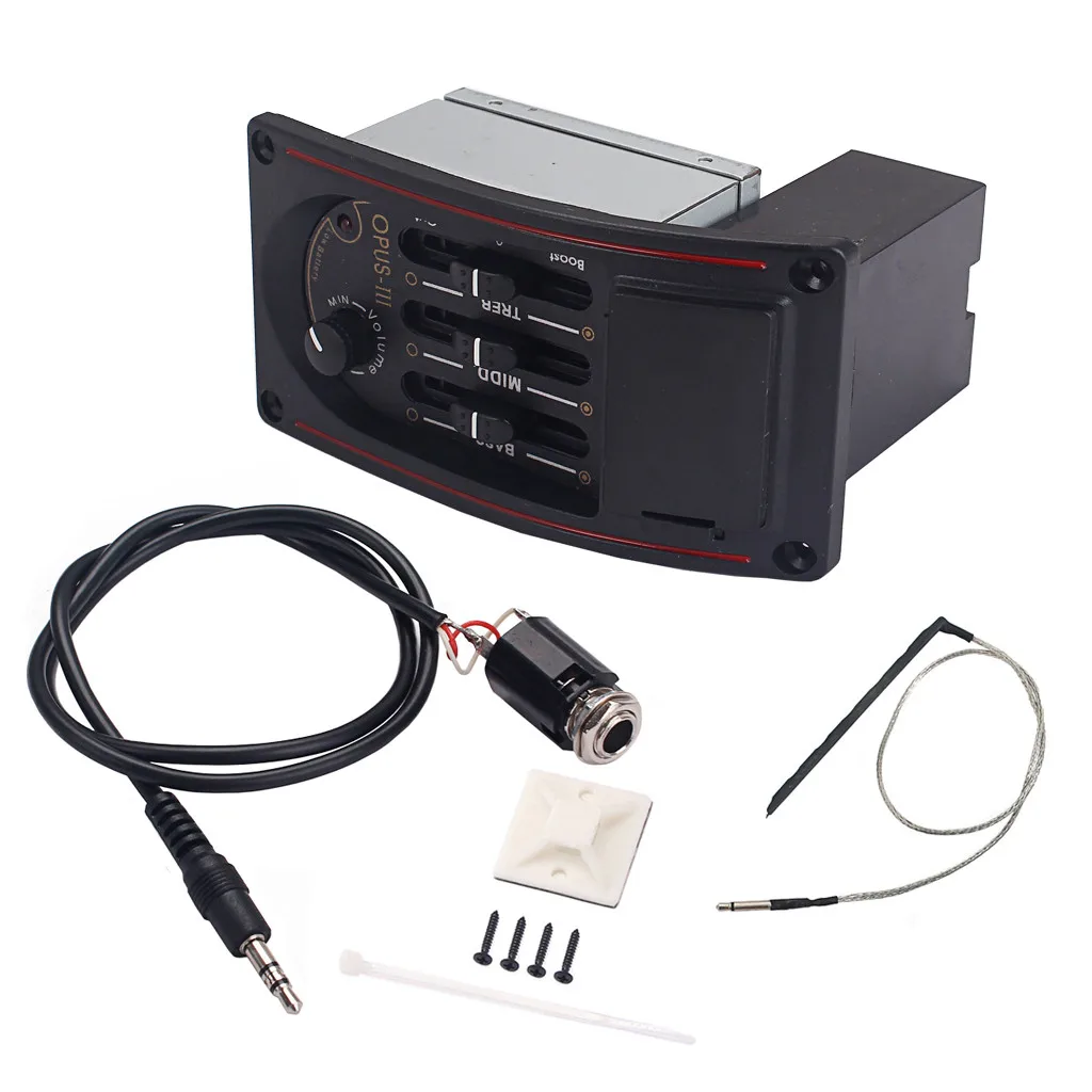 3 полосный акустический эквалайзер усилитель пьезо черный для деревянной гитары