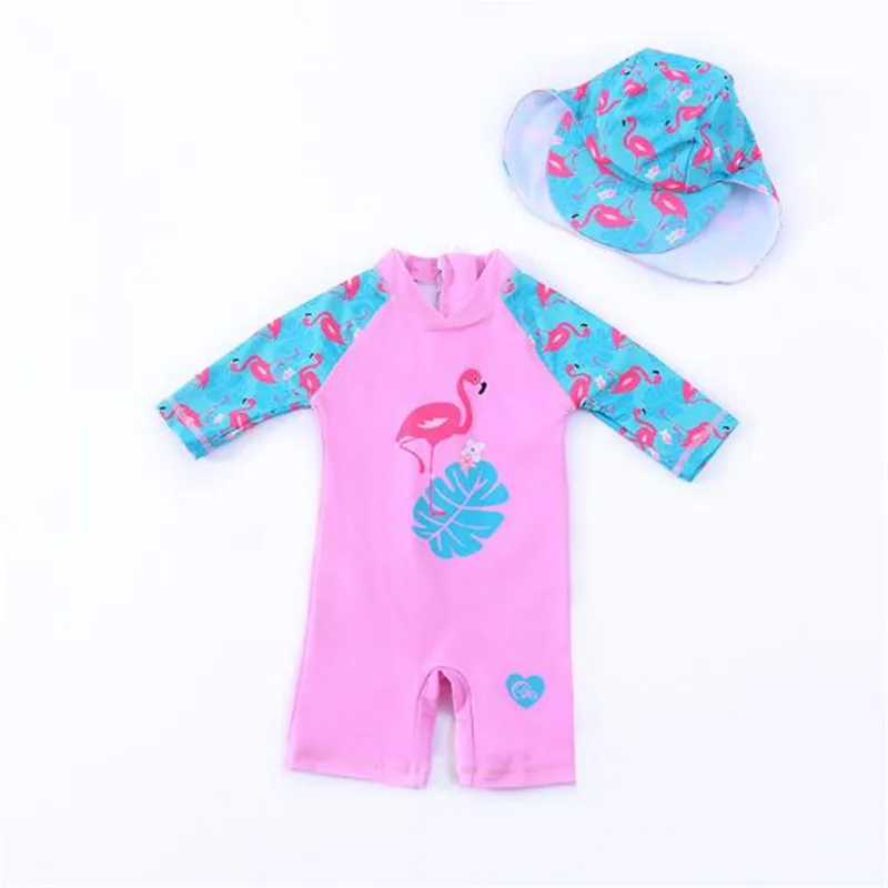 Детский купальный костюм для девочек Цельный купальник с длинными рукавами