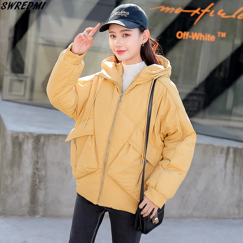 Женская куртка с капюшоном SWREDMI Повседневная Свободная зимняя большими