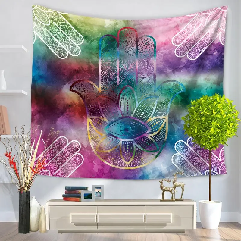

Mysterious Hand Mandala Tapestry Wall Hanging Boho Printed Beach Throw Towel Yoga Mat Table Cloth Bedding Home Decoration Hippie