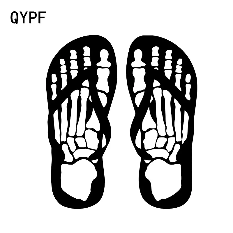 

QYPF 12,9*14,8 см Скелет ног и обуви графический стикер автомобиля черный/серебристый винил украшения C16-0027