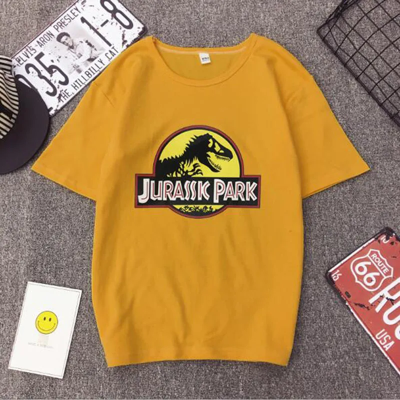 В европейском и американском стиле Стиль женская футболка JURASSK парка с принтом