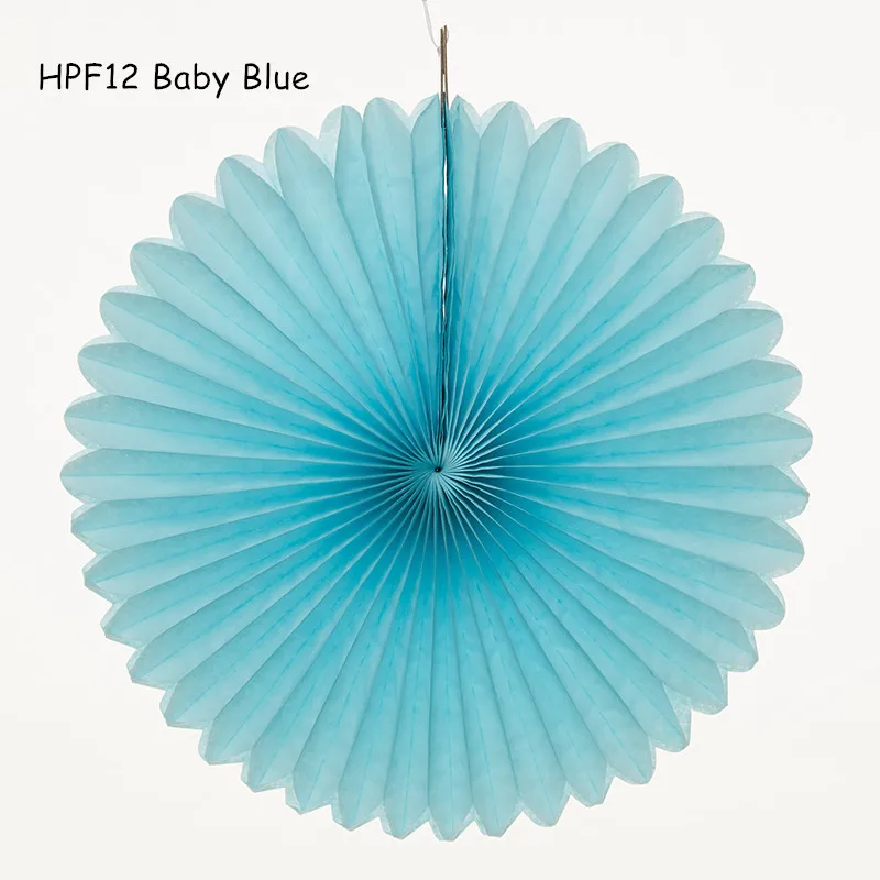 HPF12 Baby Blue Смешанные размеры 6/8/10/12/14/16 дюймов веера из папиросной бумаги флюгеры висящие Свадебные Бумажные цветы День рождения Baby Shower Свадебные украшения - Цвет: HPF12 Baby Blue