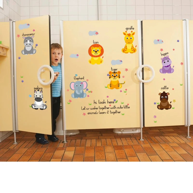 Мультяшные животные Лев тигр Зебра буквы Наклейки на стены детские комнаты